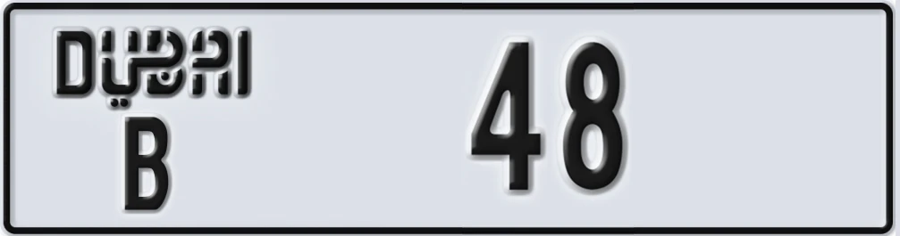 UAE License Plate Dubai B 4X8X