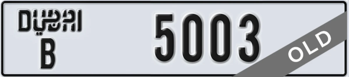 UAE License Plate Dubai B 5003