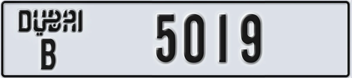 UAE License Plate Dubai B 5019