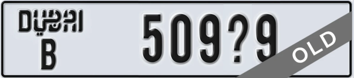 UAE License Plate Dubai B 509X9