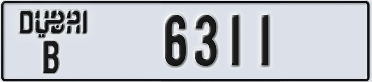 UAE License Plate Dubai B 6311