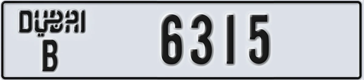 UAE License Plate Dubai B 6315