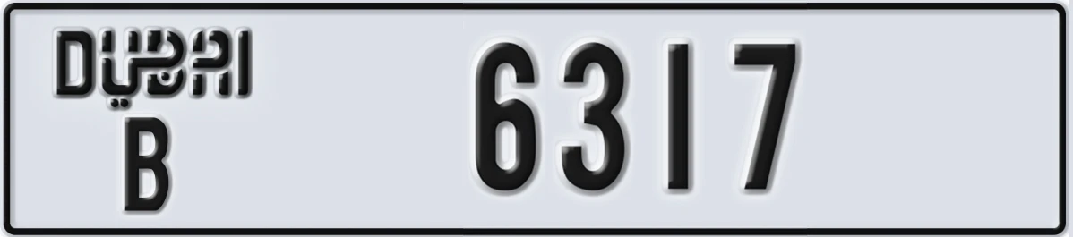UAE License Plate Dubai B 6317