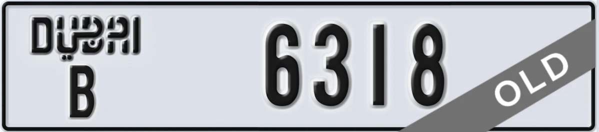 UAE License Plate Dubai B 6318
