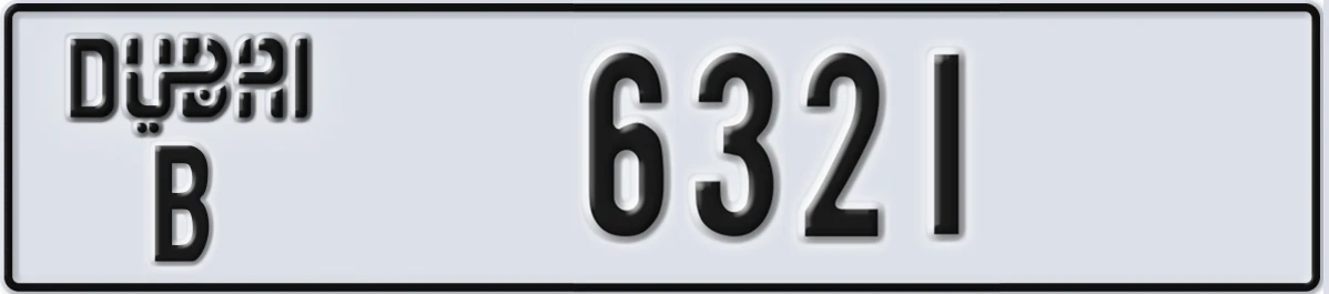 UAE License Plate Dubai B 6321