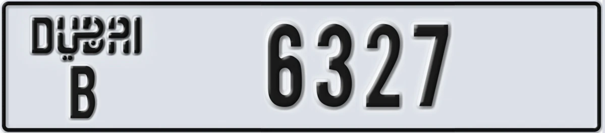 UAE License Plate Dubai B 6327