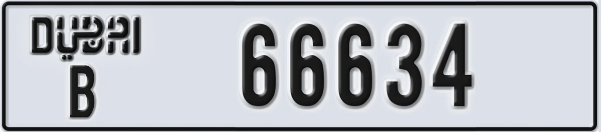 UAE License Plate Dubai B 66634