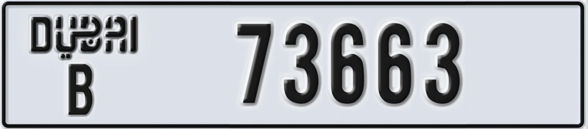 UAE License Plate Dubai B 73663