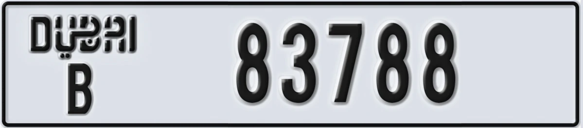 UAE License Plate Dubai B 83788