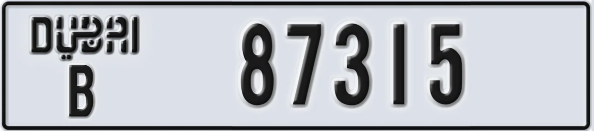 UAE License Plate Dubai B 87315