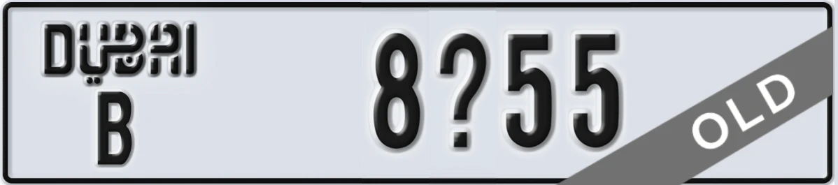 UAE License Plate Dubai B 8X55