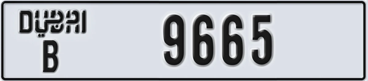 UAE License Plate Dubai B 9665