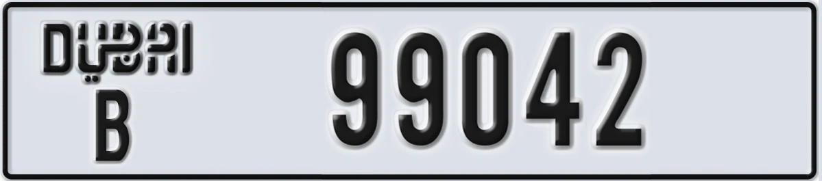 UAE License Plate Dubai B 99042