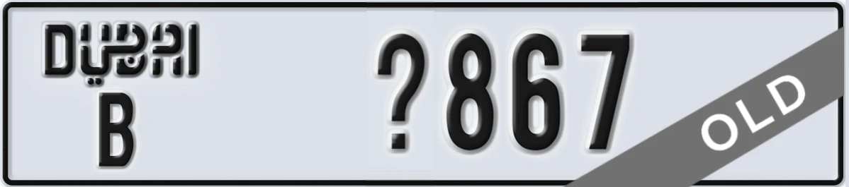 UAE License Plate Dubai B X867