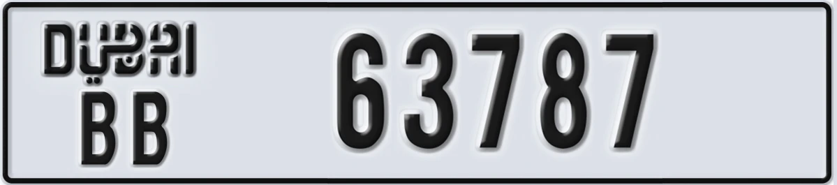 UAE License Plate Dubai BB 63787