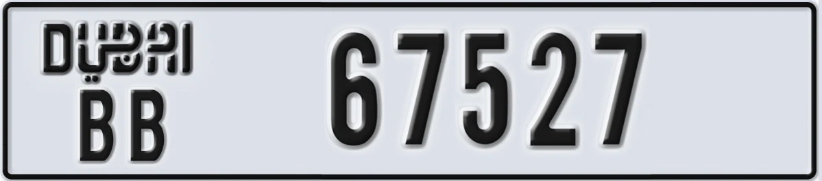UAE License Plate Dubai BB 67527