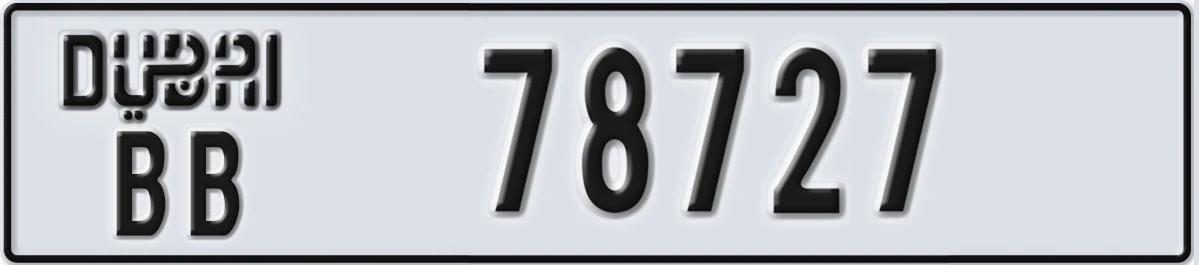 UAE License Plate Dubai BB 78727