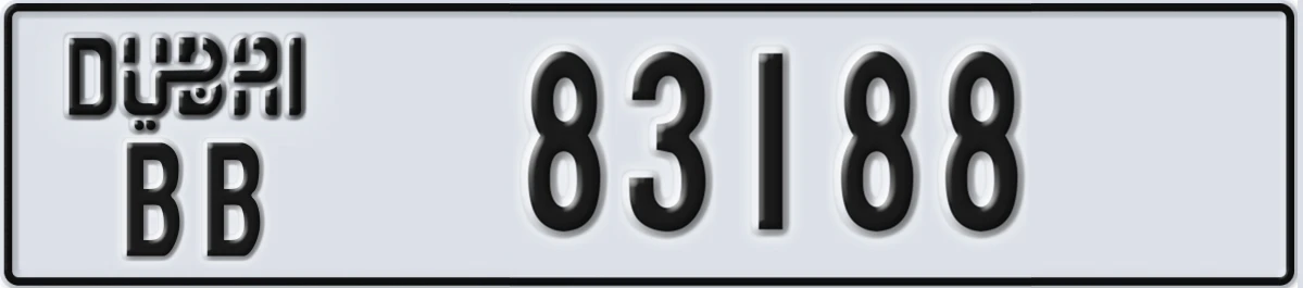 UAE License Plate Dubai BB 83188