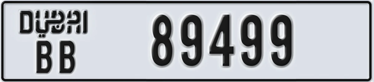 UAE License Plate Dubai BB 89499