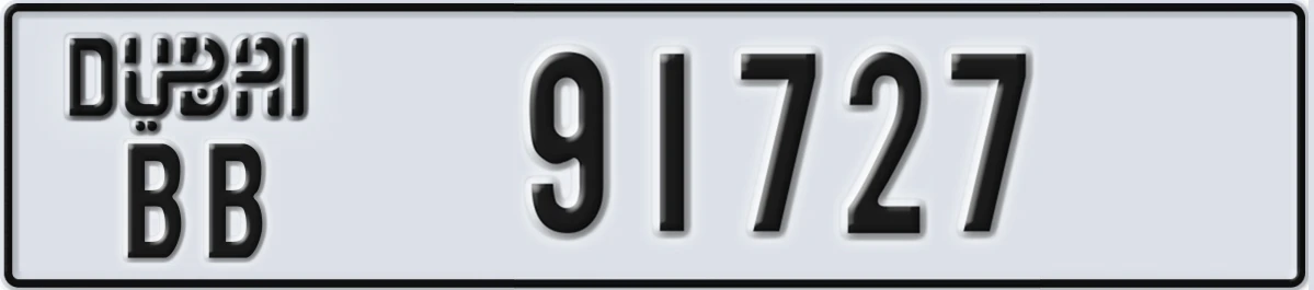 UAE License Plate Dubai BB 91727