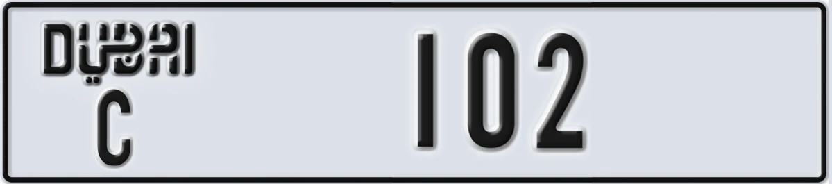 UAE License Plate Dubai C 102