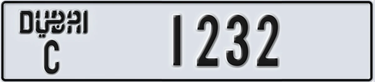 UAE License Plate Dubai C 1232