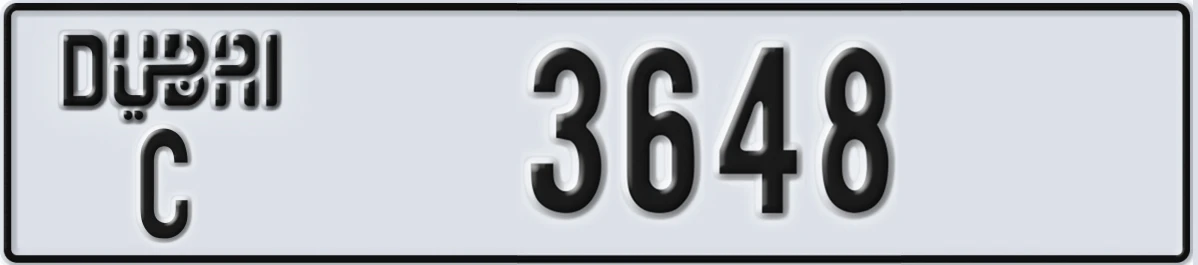 UAE License Plate Dubai C 3648