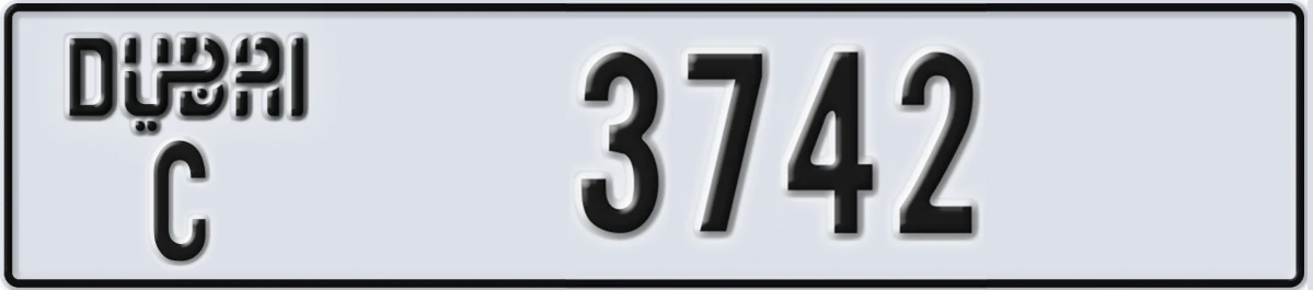 UAE License Plate Dubai C 3742