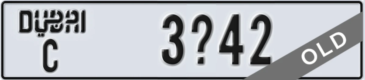 UAE License Plate Dubai C 3X42