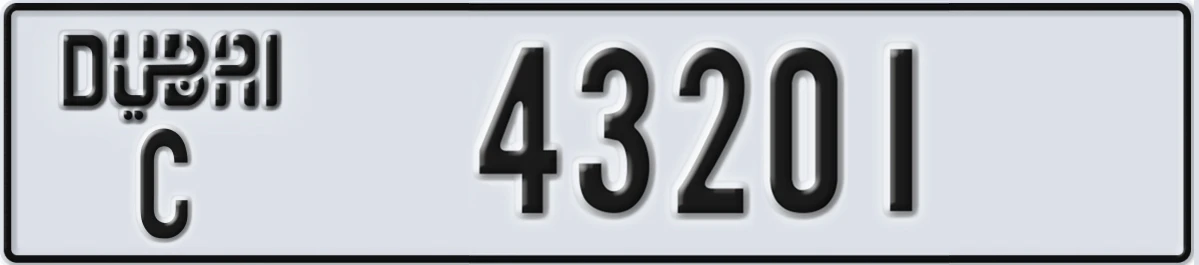 UAE License Plate Dubai C 43201