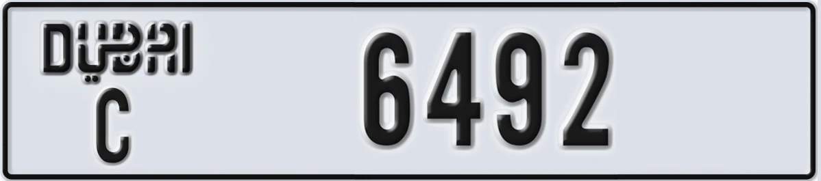 UAE License Plate Dubai C 6492
