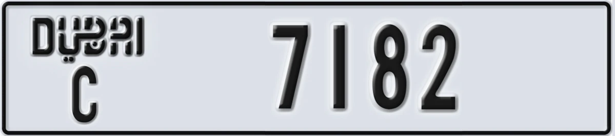 UAE License Plate Dubai C 7182