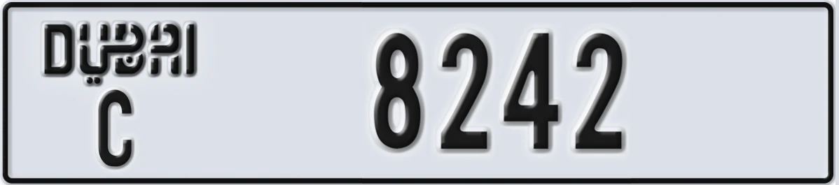 UAE License Plate Dubai C 8242