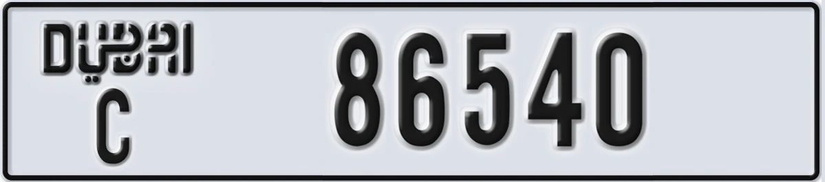 UAE License Plate Dubai C 86540