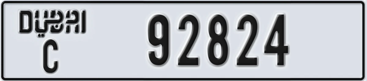 UAE License Plate Dubai C 92824
