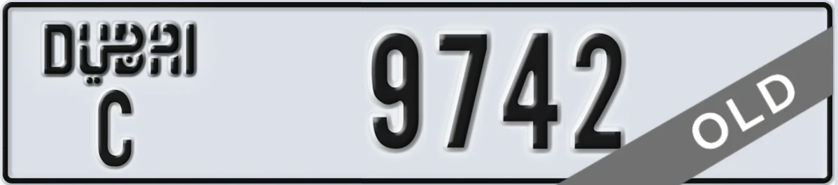 UAE License Plate Dubai C 9742
