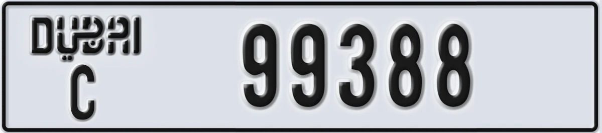 UAE License Plate Dubai C 99388