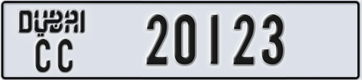 UAE License Plate Dubai CC 20123