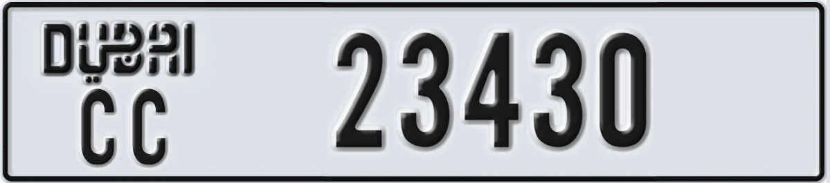 UAE License Plate Dubai CC 23430
