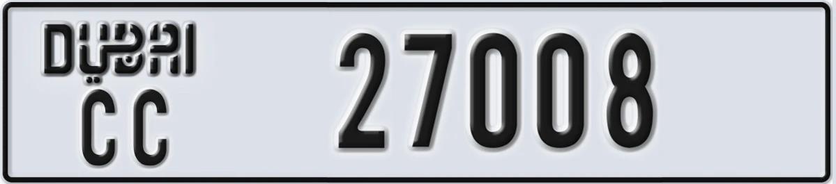 UAE License Plate Dubai CC 27008
