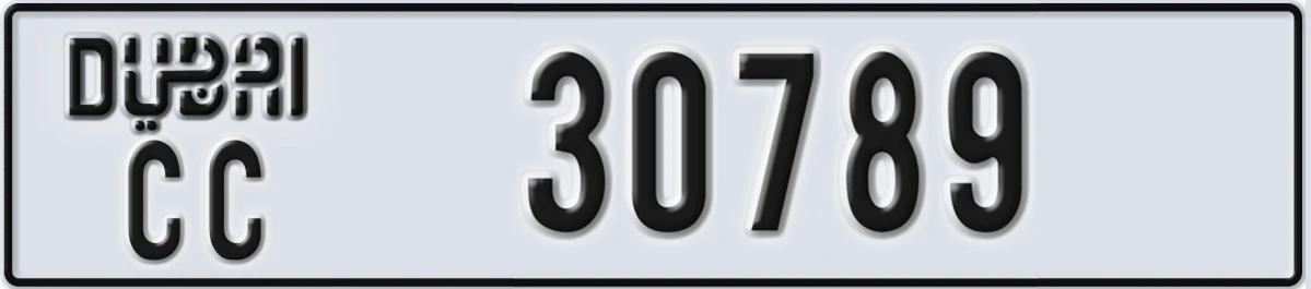 UAE License Plate Dubai CC 30789