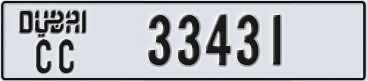 UAE License Plate Dubai CC 33431
