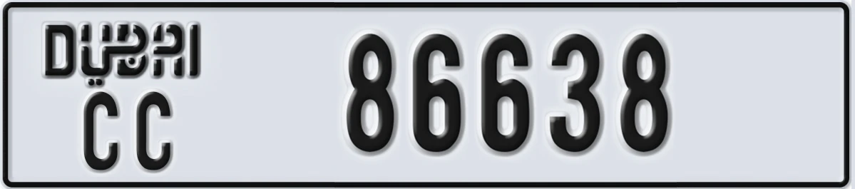UAE License Plate Dubai CC 86638