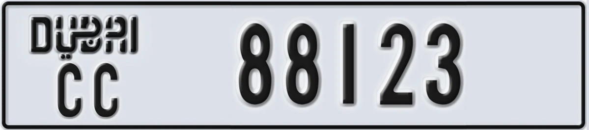UAE License Plate Dubai CC 88123