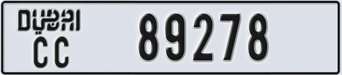UAE License Plate Dubai CC 89278