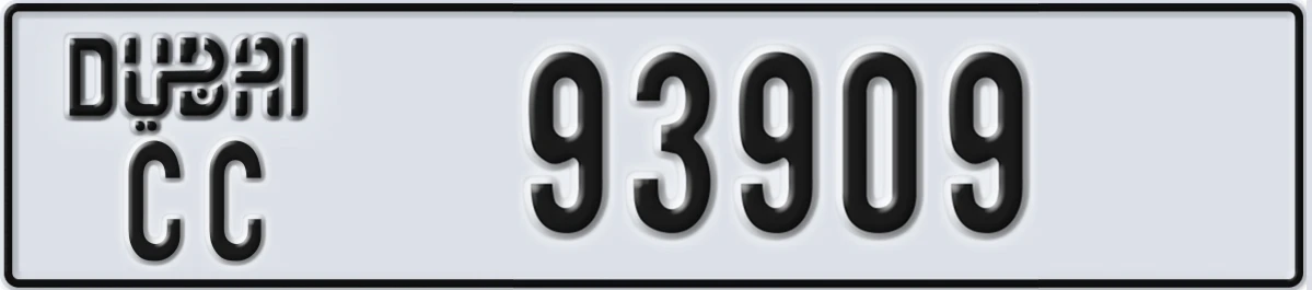 UAE License Plate Dubai CC 93909