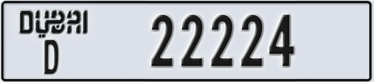 UAE License Plate Dubai D 22224