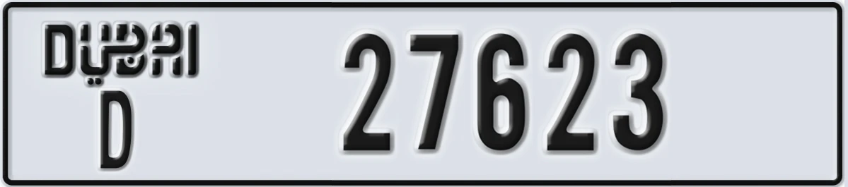 UAE License Plate Dubai D 27623