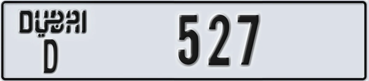 UAE License Plate Dubai D 527