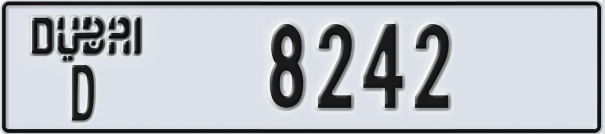 UAE License Plate Dubai D 8242